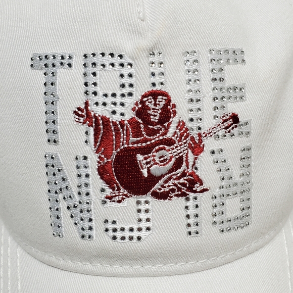 True Religion White World Tour Hat Buddah Strapback Cap Embroidered Jeweled Logo - Picture 2 of 10